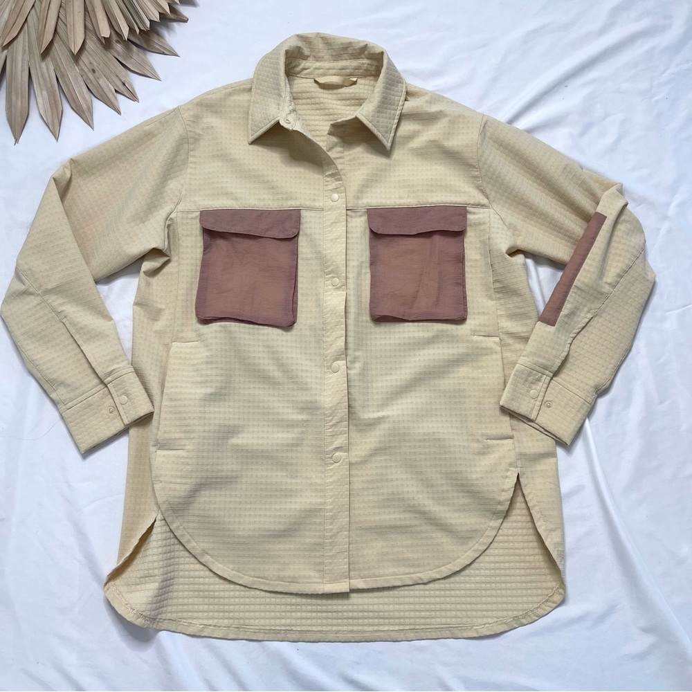 lululemon athletica Cream and Brown Button Down Shirt